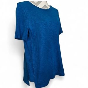 Chico's The Ultimate Tee Size 1 Medium Blue Cotton Modal Slub Knit Short Sleeve